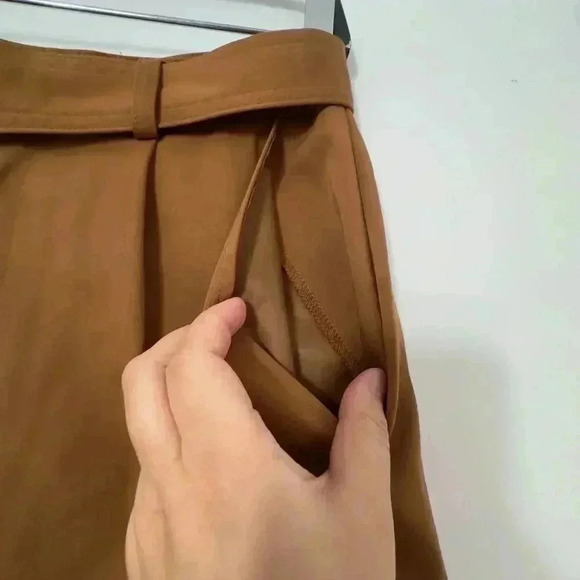 Seven for All Mankind High-Waist Pleated Semi Wide-Leg Trousers Brown Women's M - Picture 6 of 14